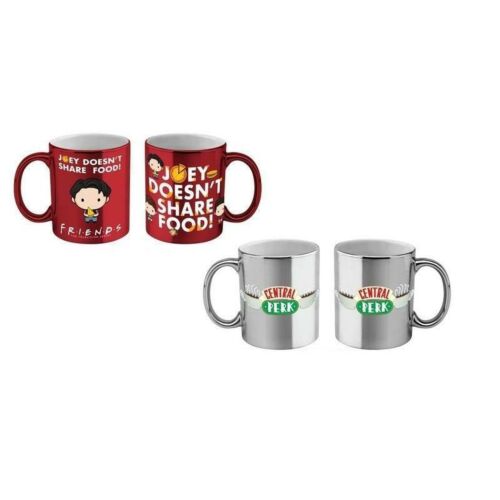 Friends TV Show Central Perk and Joey Design Set of 2 330ml Metallic Coffee Mugs
