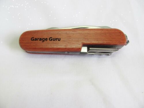 Garage Guru  Name Personalised Wooden Pocket Knife Multi Tool With 10 Tools / Accessories