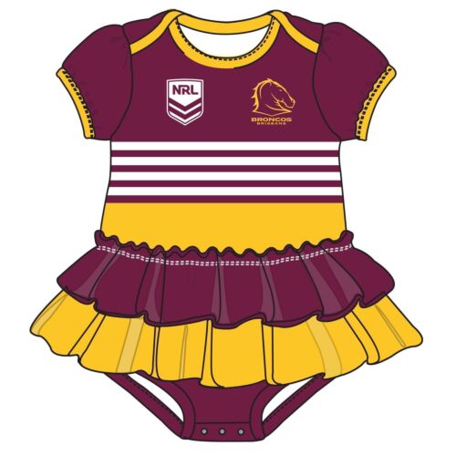Brisbane Broncos NRL Girls Footysuit Tutu Frill Skirt Baby Infant Onesie