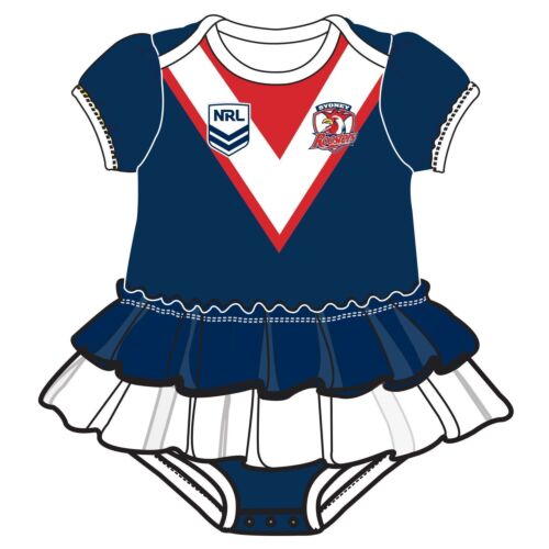 Sydney Roosters NRL Girls Footysuit Tutu Frill Skirt Baby Infant Onesie