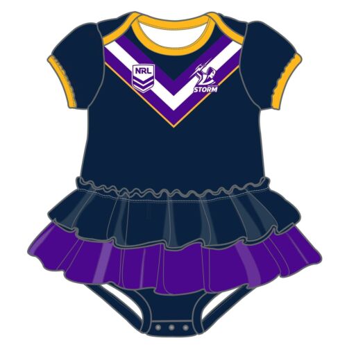 Melbourne Storm NRL Girls Footysuit Tutu Frill Skirt Baby Infant Onesie