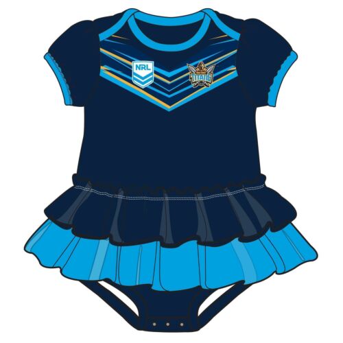 Gold Coast Titans NRL Girls Footysuit Navy Tutu Frill Skirt Baby Infant Onesie