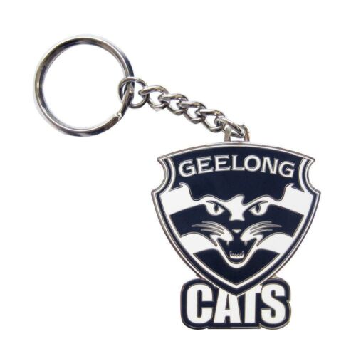 Geelong Cats AFL Team Logo Mascot Metal Keyring Key Ring 