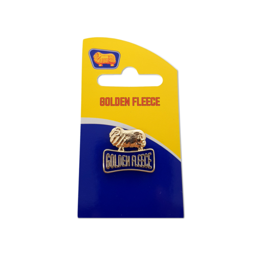 Golden Fleece Australian Petroleum 3D Gold Logo Collectable Pin Badge On Card