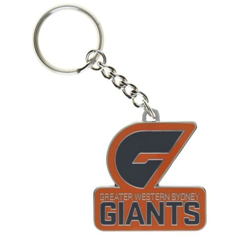Greater Western Sydney GWS Giants AFL Team Logo Mascot Metal Keyring Key Ring 