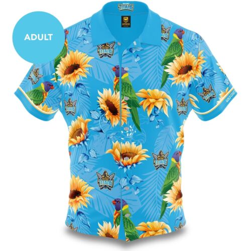 Gold Coast Titans NRL Team Adult Hawaiian Button Up Shirt 