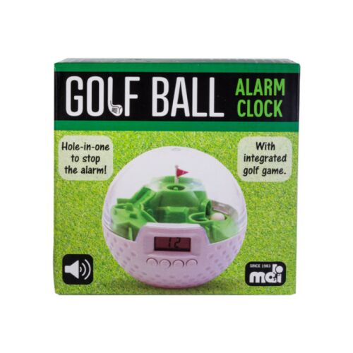 Golf Ball Sports Alarm Clock With Integrated Game Hole-In-One To Stop Alarm!