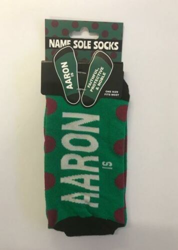 Aaron Name Sole Socks Bright Coloured One Sit Fits Most
