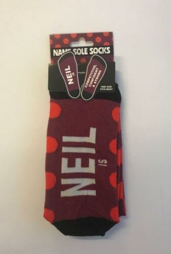 Neil Name Sole Socks Bright Coloured One Sit Fits Most