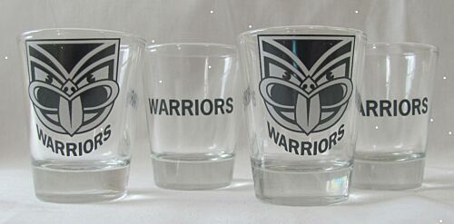 New Zealand Warriors NRL Set of 4 Round Team Logo Shot Glasses 