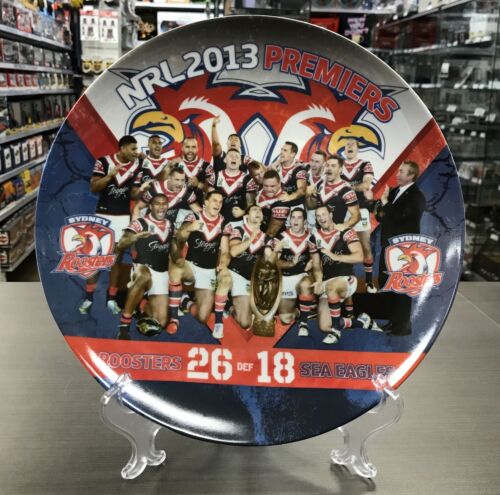 Sydney Roosters 2013 NRL Premiers Team Image Collector Plate And Stand