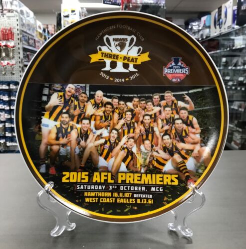 Hawthorn Hawks 2015 AFL Premiers Three Peat Team Image Collector Plate And Stand