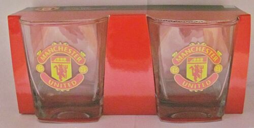 Manchester Man United English Premier League EPL Soccer Scotch Glass Set of 2