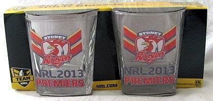Sydney Roosters 2013 NRL Premiers Glass Set of Two 2 Pack Drink Spirit Glasses