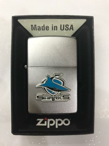 Cronulla Sharks NRL Team Logo Metal Refillable Cigarette Zippo Lighter