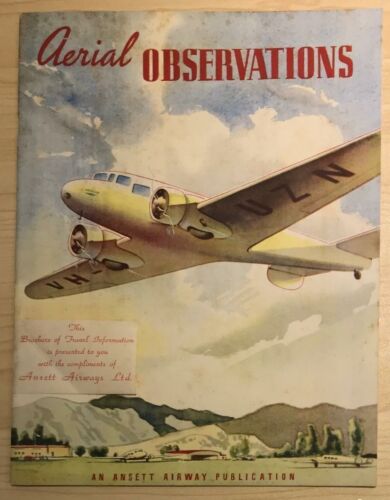 Ansett Airways Original Aerial Observations Brochure of Travel Information 1930s