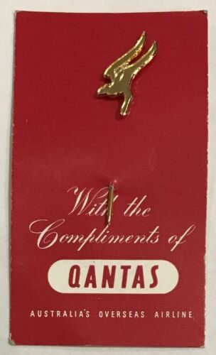 Qantas Original With Compliments Kangaroo Small Lapel Pin Badge 1960s - The Australian Airline