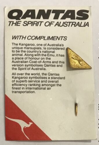 Qantas Original With Compliments Gold Triangular Lapel Pin Badge 1990s - The Australian Airline