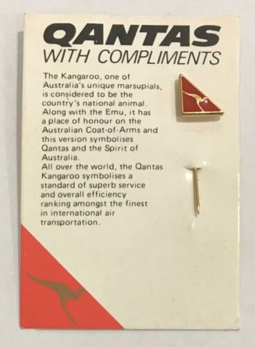 Qantas Original With Compliments Kangaroo Red Lapel Pin Badge 1990s - The Australian Airline