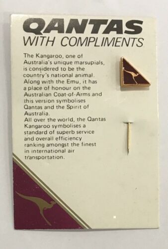 Qantas Original With Compliments Kangaroo Burgundy Lapel Pin Badge 1990s - The Australian Airline