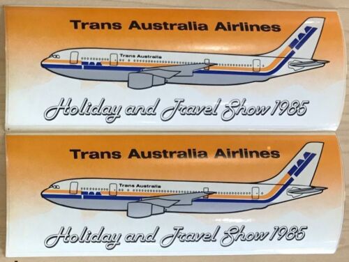 Trans Australia Airlines TAA Original Set of 2 Holiday and Travel Show Bumper Stickers 1985