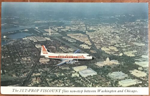 Capital Airlines USA Original Postcard - Viscount Jet Prop Airliner 1950s