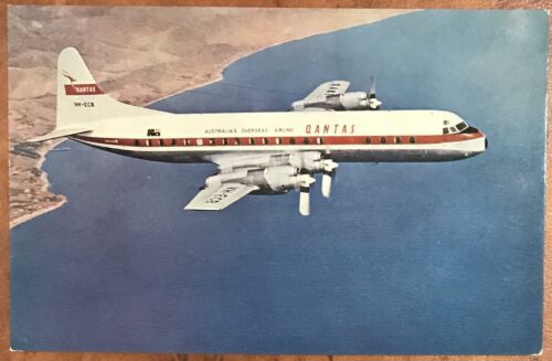 Qantas Empire Airways Original Postcard - International Prop-Jet Electra 1950s