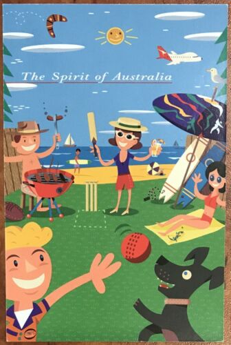 Qantas Airways Original Postcard - The Spirit of Australia Illustration 1990s