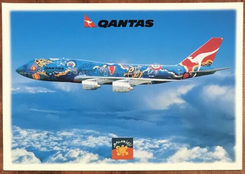Qantas Airways Original Postcard - Boeing 747-438 VH-EBU 'Nalanji Dreaming' 2000s
