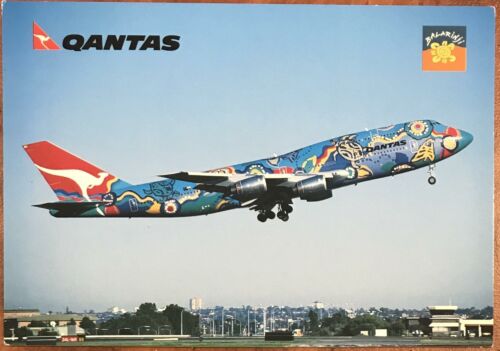 Qantas Airways Original Postcard - Boeing 747-438 'Nalanji Dreaming' 2000s