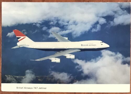 British Airways Original Airline Postcard - Boeing 747 JT9D-7 1970s