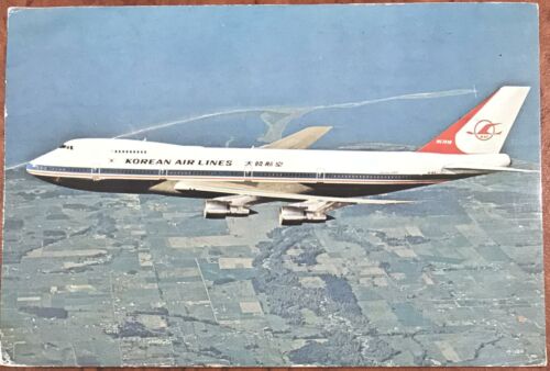 Korean Air Lines KAL Original Postcard - Boeing 747B - Used Condition 1970s