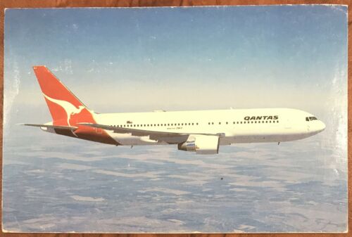 Qantas Airways Original Postcard - 767 Extended Range Aircraft - Used Condition 1980s