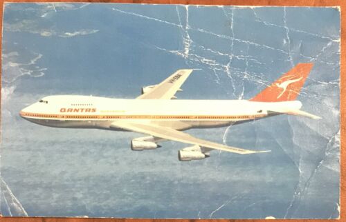 Qantas Airways Original Postcard - Boeing 747B - Used Condition 1970s