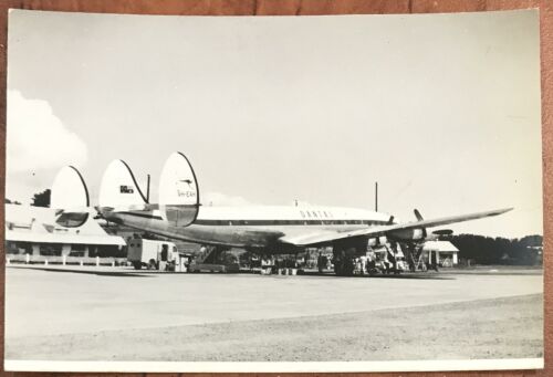 Qantas Airways Original Photograph - Super Constellation VH-EAH at Nandi Airport Fiji 1950s