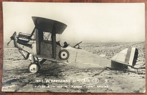 De Havilland Airco 9 (DH.9) British 2 Seater Tractor Biplane WWI Bomber Postcard 1919