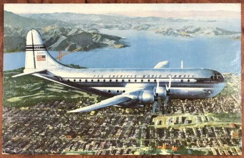 Pan Am American World Airways Original Postcard - Double Decked Clippers 1950s
