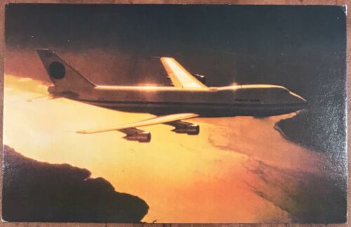 Pan Am American World Airways Original Postcard - Boeing 747 Sunrise 1970s
