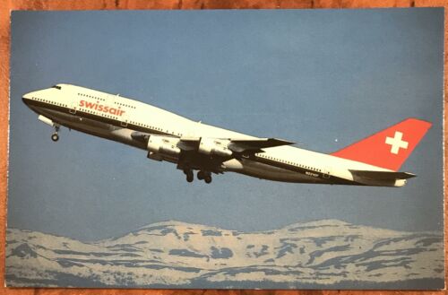 Swissair Original Airline Postcard - Boeing 747-357 N221GF 1990s