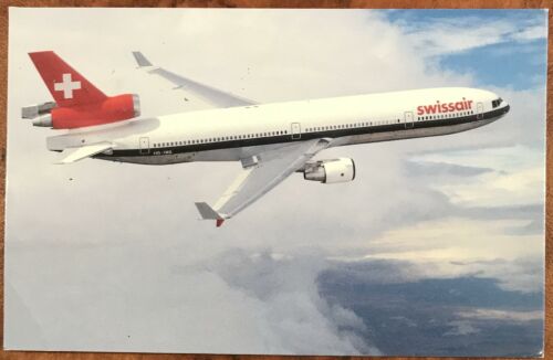 Swissair Original Airline Postcard - McDonnell-Douglas MD11 1990s