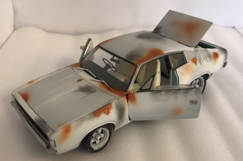 *CUSTOMISED* One Off Custom Model Barn Find - 1972 Charger White Die Cast Model Car 1:18