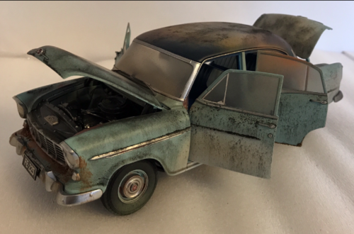 *CUSTOMISED* One Off Custom Model Barn Find - Holden FE Special Teal Rust Die Cast Model Car 1:18