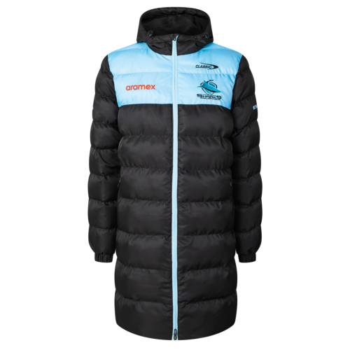 Cronulla Sharks 2025 NRL Team Logo Men's Adult Classic Sportswear Coaches Jacket Black