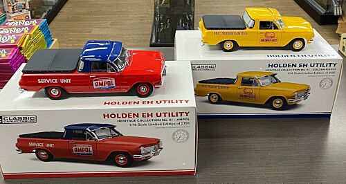 Holden EH Utility Ute Ampol Heritage Collection 1:18 Scale Model Car  + Holden EH Utility Golden Fleece Heritage Collection 1:18 Scale Model Car 