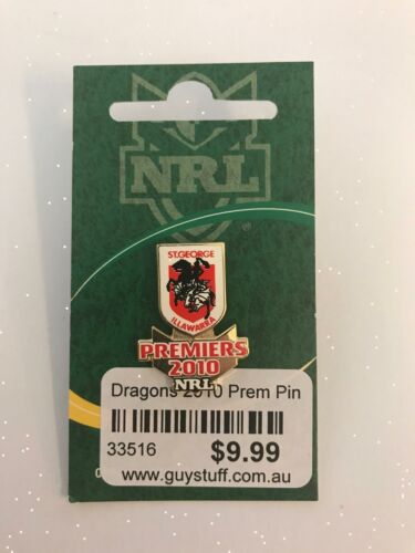St George Illawarra Dragons NRL 2010 Premiers Collectable Lapel Hat Tie Pin Badge