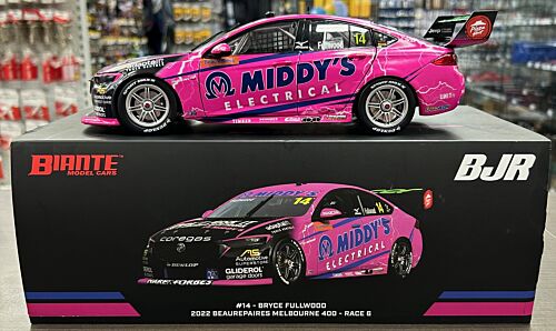 2022 Beaurepairs Melbourne 400 Race 6 #14 Bryce Fullwood BJR Middy's Electrical Holden ZB Commodore 1:18 Scale Model Car