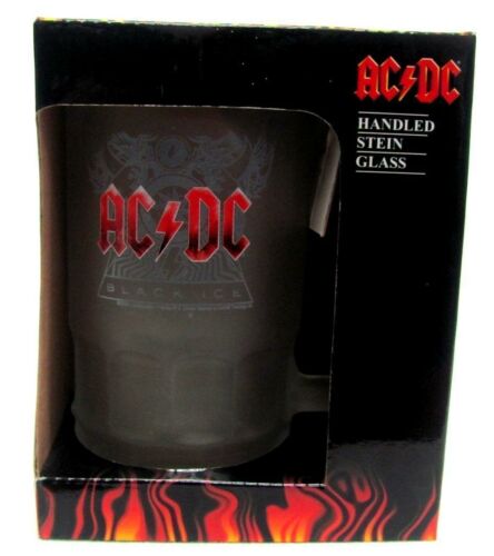 ACDC AC-DC Black Ice Tour Frosted Glass Beer Stein Drinking Cup Collectable
