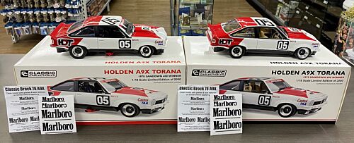 Peter Brock Twin Pack 1978 + 1979 Sandown 400 Winner Holden LX A9X Torana 1:18 Scale Model Cars With Decals Not Attached