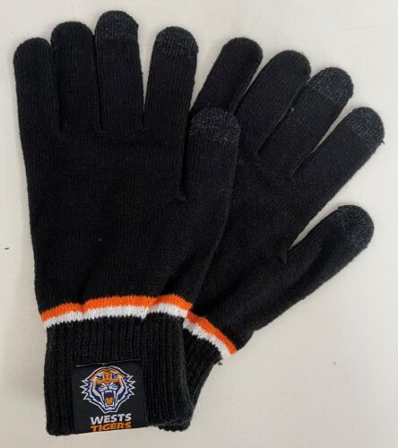 Wests Tigers NRL Team Pair of Touchscreen Adults Acrylic Gloves