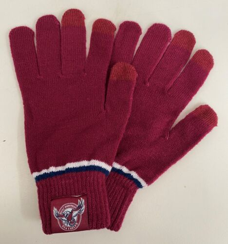 Manly Sea Eagles NRL Team Pair of Touchscreen Adults Acrylic Gloves